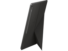 Charger l&#39;image dans la galerie, Une tablette noire avec une couverture de type support, inclinée sur une surface noire.
