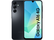 Téléphone Samsung Galaxy A16 4G noir et gris, montrant l'avant et l'arrière.