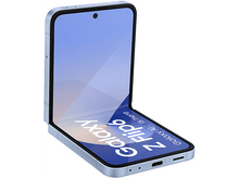 Charger l'image dans la galerie, Un téléphone Galaxy Z Flip6 bleu clair est ouvert, montrant l'écran.
