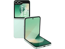 Charger l'image dans la galerie, Téléphone vert avec écran plié et déplié. Les mots "Galaxy Z Flip6" sont visibles.
