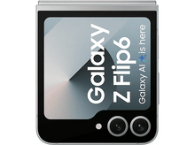 Charger l&#39;image dans la galerie, Un téléphone Galaxy Z Flip6 fermé avec un écran affichant le texte &#39;Galaxy Z Flip6&#39; et &#39;Galaxy AI is here&#39;.
