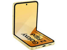 Charger l'image dans la galerie, Téléphone pliable doré, ouvert, avec texte à l'écran. Fond blanc.
