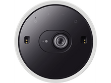 Charger l&#39;image dans la galerie, Vue de dessus d&#39;un projecteur blanc avec un centre noir, avec objectif et commandes.
