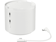 Charger l&#39;image dans la galerie, Appareil cylindrique blanc avec ports et câble blanc avec connecteurs.
