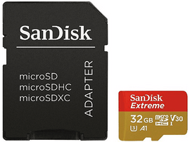 SANDISK Carte mémoire microSDHC Extreme 32GB Class 10 A1 V30 U3  (173420) 32 GB 60 MB/s