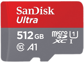 SANDISK Carte mémoire microSDXC Ultra A1 512 GB avec adaptateur SD (0619659200572)