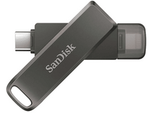 Charger l&#39;image dans la galerie, SANDISK Clé USB iXpand Luxe 64 GB USB-C 3.1 Lightning Noir (186552)
