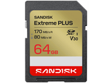 SANDISK SDXC Extreme PLUS 64GB (UHS-I, V30, U3, R170 MB/s / W80MB/s, 4K UHD)