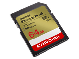 SANDISK SDXC Extreme PLUS 64GB (UHS-I, V30, U3, R170 MB/s / W80MB/s, 4K UHD)