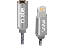 Charger l&#39;image dans la galerie, Adaptateur audio et câble Lightning argentés. Les deux ont le logo sbs.
