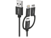 SBS Câble USB-A / Micro USB/USB-C/Lightning 3-en-1 Tressé 1.2m Noir