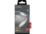 SBS Câble USB-C / USB-C tressé 100 W 1.5m Blanc