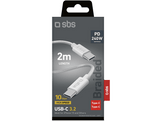 SBS Câble USB-C / USB-C tressé 240 W 2 m Blanc