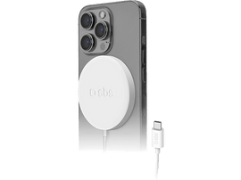 Chargeur magnétique blanc fixé à l