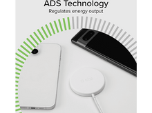 Charger l&#39;image dans la galerie, Deux smartphones et un chargeur sans fil. Le texte dit Technologie ADS. Il régule la sortie d&#39;énergie.
