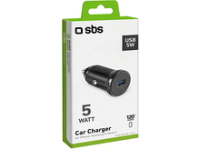Charger l&#39;image dans la galerie, Un chargeur de voiture noir. Il possède un port USB et le texte &#39;5W&#39;. Il est emballé dans une boîte verte et blanche.
