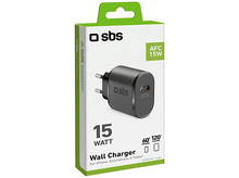 Charger l&#39;image dans la galerie, Chargeur mural blanc et noir avec port USB-C et boîtier de charge. Texte : 15 watts.
