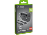 SBS Chargeur 1xUSB-C 15W Noir + USB-C Cable 1m