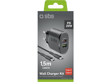 Charger l&#39;image dans la galerie, Kit de chargeur mural noir dans une boîte, comprenant un chargeur et un câble.
