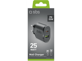 SBS Chargeur 1xUSB-C 25W & 1x USB-A 18W Noir