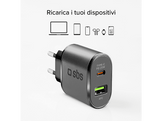 SBS Chargeur 1xUSB-C 25W & 1x USB-A 18W Noir