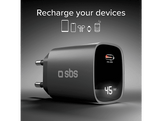 SBS Chargeur 1xUSB-C 45W LCD Noir