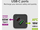 SBS Chargeur 1xUSB-C 65W & 1x USB-A 18W Noir