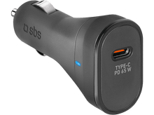 Charger l&#39;image dans la galerie, Chargeur de voiture noir avec un port USB-C étiqueté &#39;TYPE-C PD 65W&#39;.
