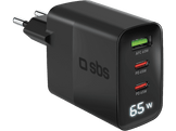 SBS Chargeur 2xUSB-C 65W & 1x USB-A 60W LCD Noir