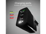 SBS Chargeur 2xUSB-C 65W & 1x USB-A 60W LCD Noir