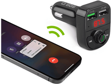 Charger l&#39;image dans la galerie, Chargeur de voiture avec ports USB, écran rouge affichant &#39;87.5&#39;. Un téléphone montre un appel.
