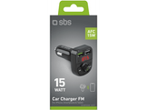 SBS Chargeur & FM Bluetooth Receiver 2xUSB-A 15W Noir