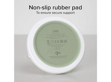 Charger l&#39;image dans la galerie, Socle de chargement circulaire blanc avec texte et logo. Le socle a un intérieur vert.
