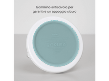 Charger l&#39;image dans la galerie, Le bas d&#39;un appareil de chargement blanc. Il a une base bleue avec des spécifications.
