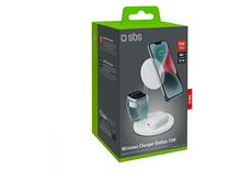 Charger l&#39;image dans la galerie, Station de charge sans fil en boîte avec téléphone et montre exposés. Accents verts sur la boîte.
