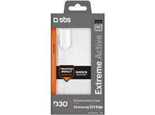 Charger l&#39;image dans la galerie, Un emballage de coque de téléphone. Il présente le logo SBS, les détails du produit et un code QR. L&#39;emballage est gris, orange et blanc.
