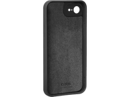 Coque de téléphone noire avec intérieur gris foncé. La coque a une ouverture pour la caméra et une découpe latérale.