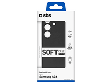 Charger l&#39;image dans la galerie, Coque noire pour téléphone Samsung A26, dans une boîte blanche et transparente. La coque est souple.
