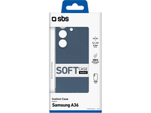 Charger l&#39;image dans la galerie, Emballage d&#39;une coque souple bleue pour un téléphone Samsung A36, avec détails du produit.
