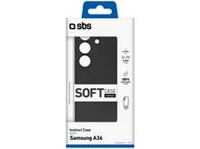Charger l&#39;image dans la galerie, Coque de téléphone noire dans une boîte blanche avec la marque SBS et les mots SOFT case, pour Samsung A36.
