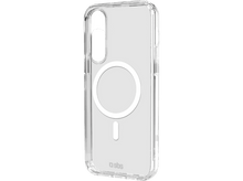 Charger l&#39;image dans la galerie, Une coque de téléphone transparente avec un cercle blanc et un signe moins. Elle porte le logo de la marque &#39;sbs&#39; en bas.
