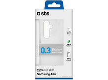 Charger l&#39;image dans la galerie, Emballage transparent d&#39;étui de téléphone. L&#39;étui est transparent, pour un Samsung A26. L&#39;emballage montre un contour.
