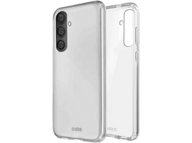 Deux coques de téléphone transparentes avec un fond blanc. Les coques ont une découpe pour l