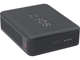 Batterie externe SBS noire avec logo SBS et indicateurs de charge.