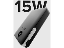 Charger l&#39;image dans la galerie, Batterie externe noire avec texte 15W. Elle a un écran avec un pourcentage.
