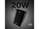 SBS Powerbank 1xUSB-C & 1x USB-A & int. USB-C 20000mAh 10W LCD Black