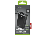 SBS Powerbank 1xUSB-C & 1x USB-A & int. USB-C 20000mAh 10W LCD Black