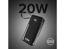 Charger l&#39;image dans la galerie, Batterie externe noire avec écran 100%, texte 20W et port vert.
