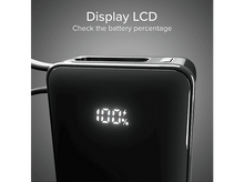 Charger l&#39;image dans la galerie, Batterie externe noire avec un écran affichant 100% de charge.
