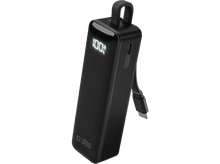 Charger l&#39;image dans la galerie, Batterie externe noire avec un affichage numérique indiquant 100%. Possède une boucle pour une sangle et un port USB-C.
